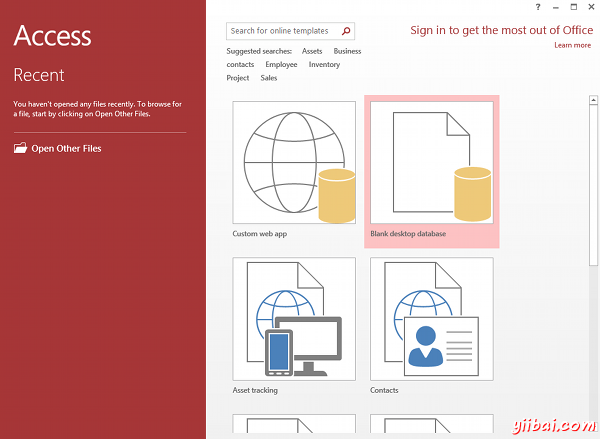 MS Access 2013: Creating a new database in Access - step 1a