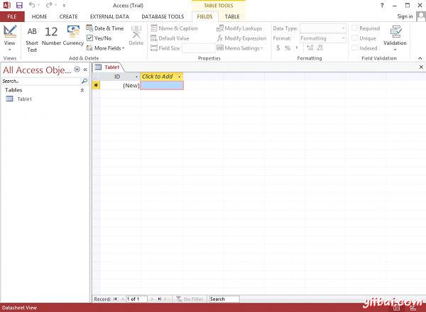 MS Access 2013: Creating a new database in Access - step 4